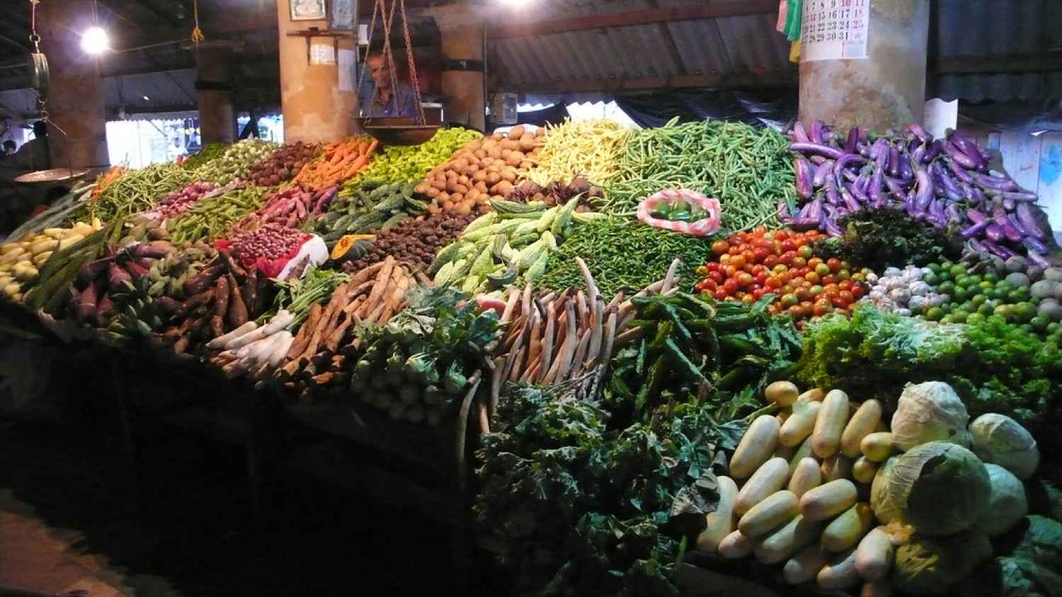 A fresh vegetable market stall