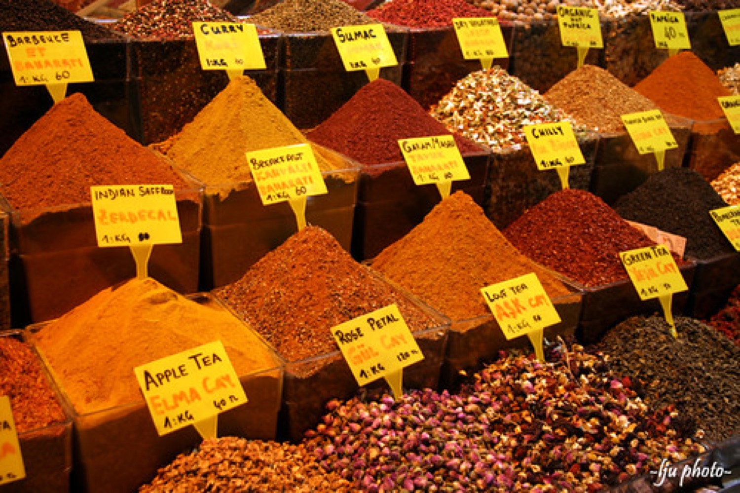 Bowls of colourful spices