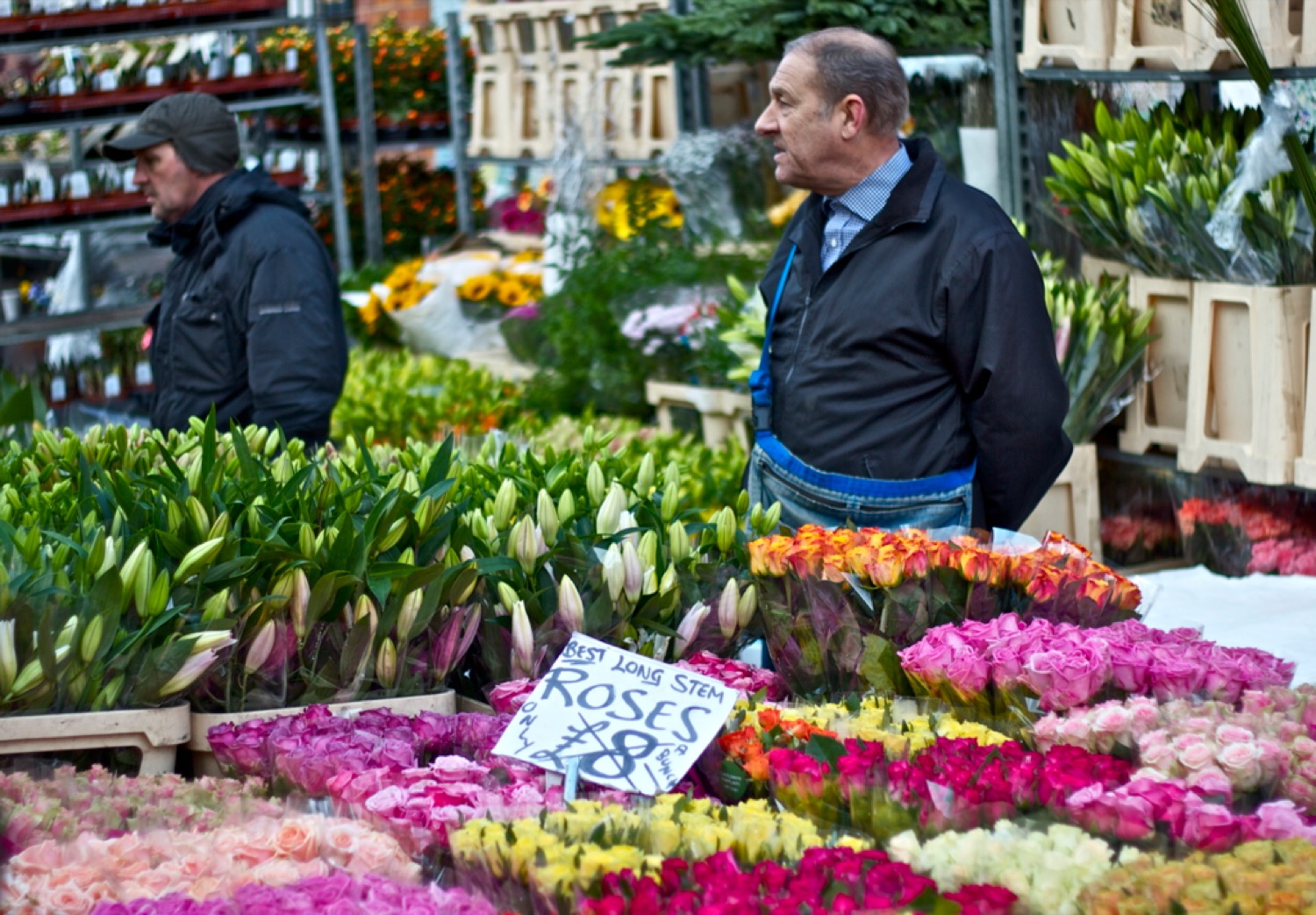 A flower market seller